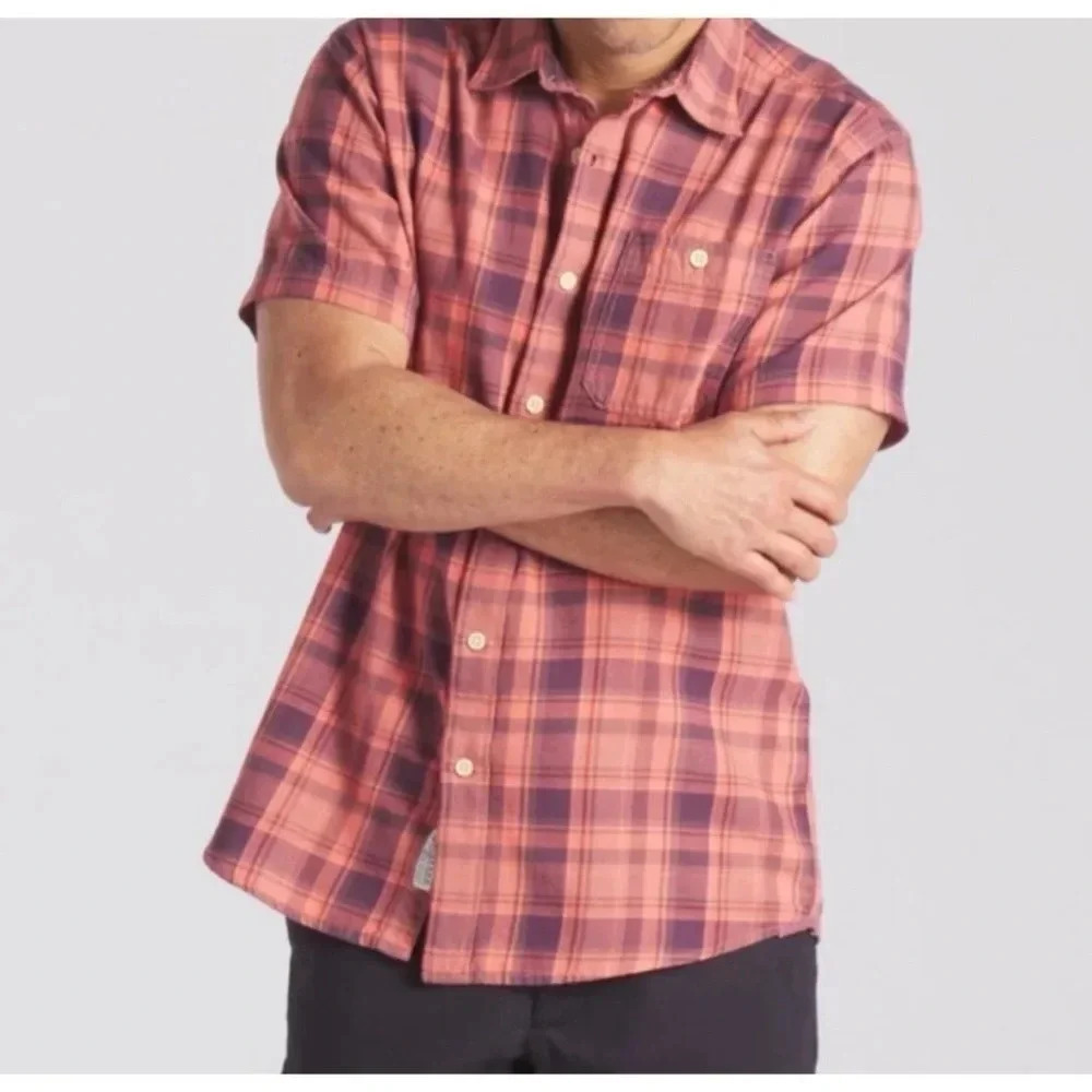 Grayers Men’s Plaid Short Sleeve Cotton Shirt Size XL